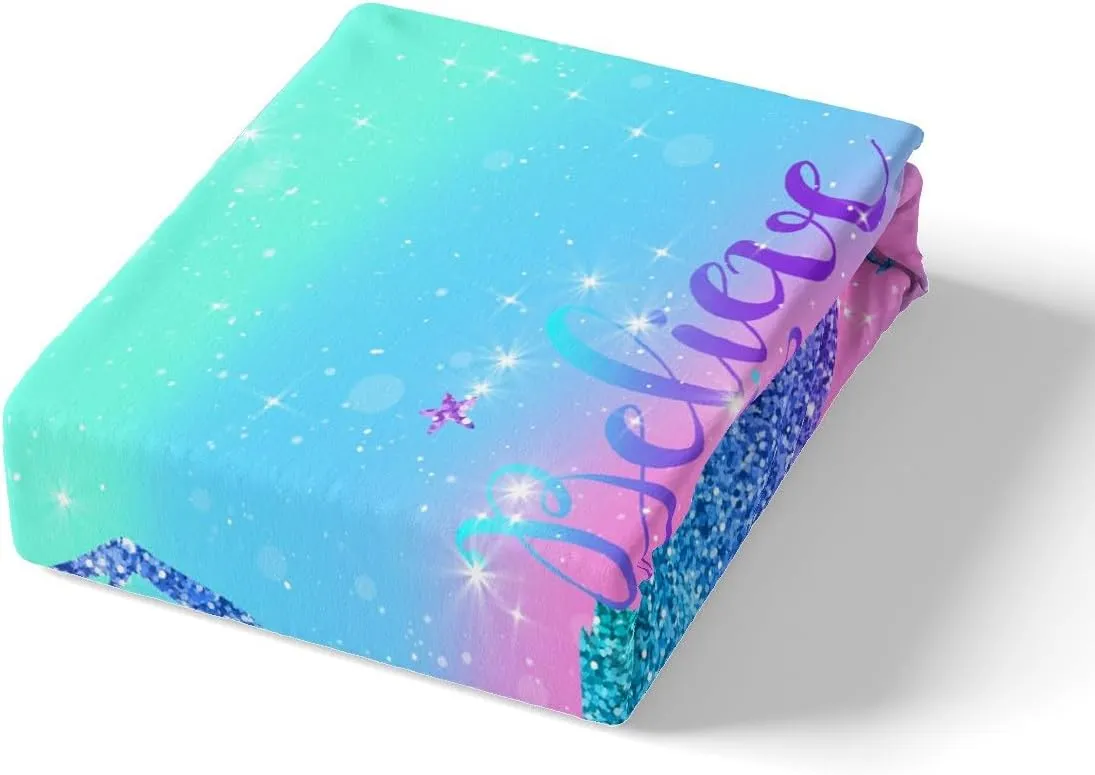 Erosebridal Chic Ballet Girl Bedding Sets King Teal Blue Pink Comforter Cover, Purple Glitters Bed Set Trippy Galaxy Duvet Cover, Sparkling Stars Quilt Cover Cute Room Decor for Girls 3-Piece