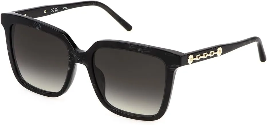 Escada Sunglasses SESE 61 0981 Black W/White Temple