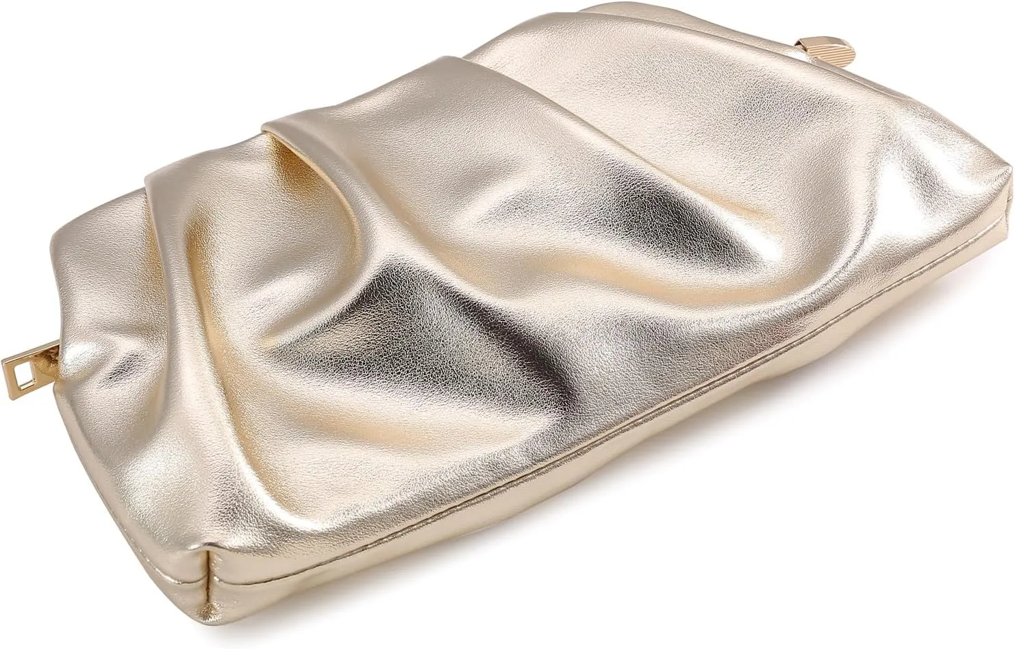 Evening Bag for Women Ruched Clutch Purse Detachable Metal Chain Crossbody Bag