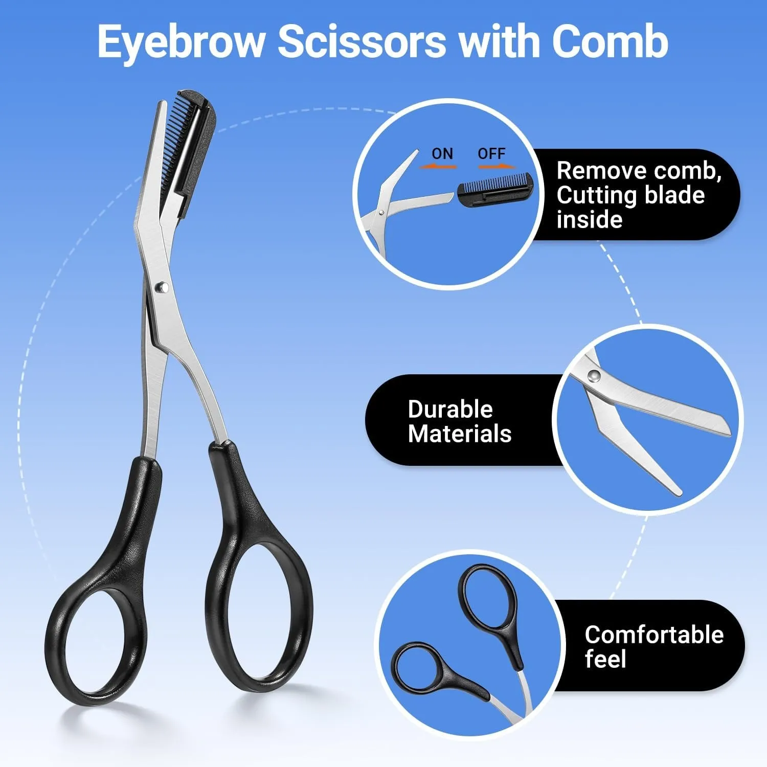 Eyebrow Kit, 8 in 1 Eyebrow Trimmer Scissors, Tweezers for Women, Razor, Brush with Travel Bag, Tweezers Set for Women and Men, Professional Shaping Grooming Kit