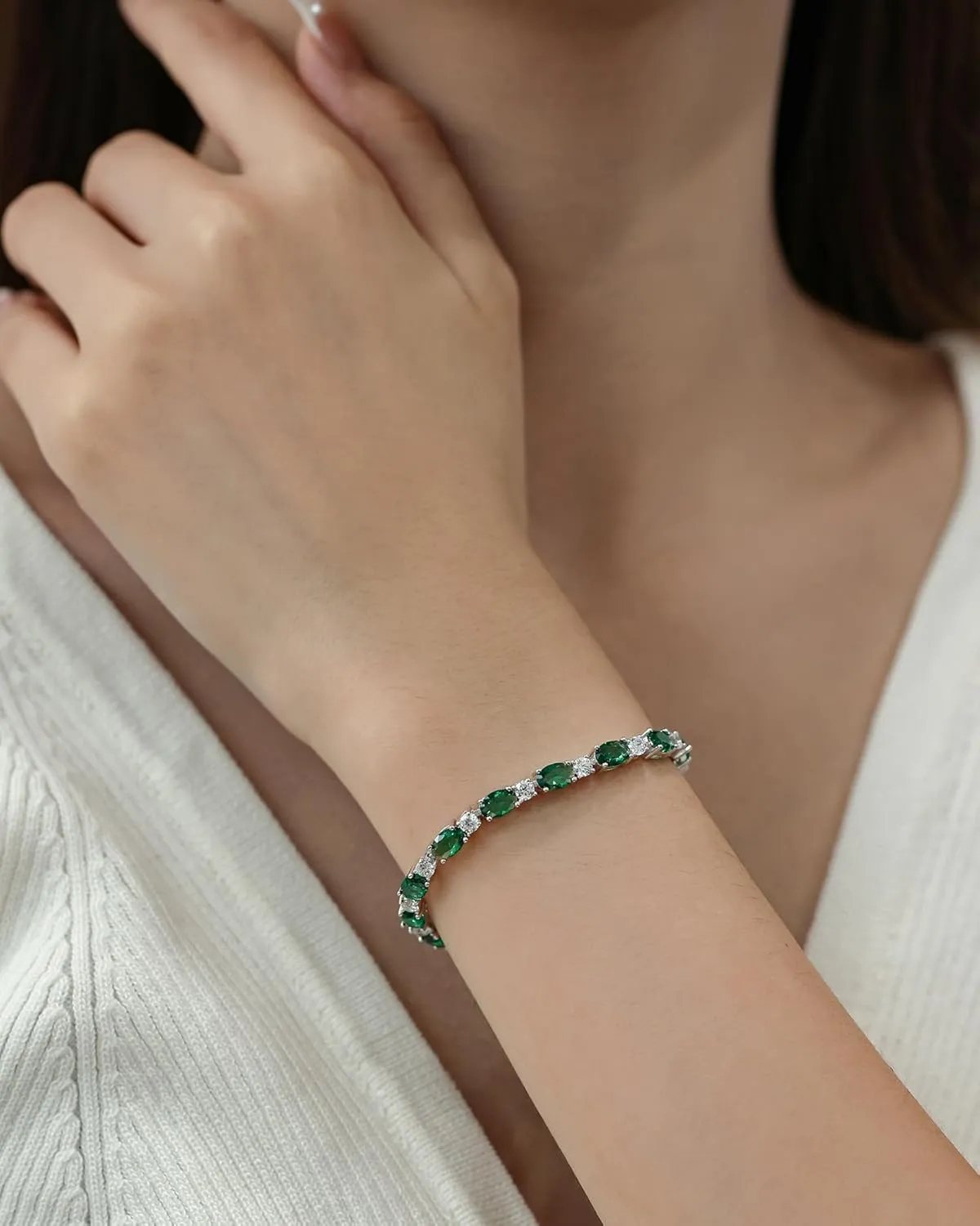 FANCIME Birthstone Bracelets Sterling Silver Tennis Bracelets Charm Fine Jewelry Mother's Day Birthday Gifts for Women Mom 7"