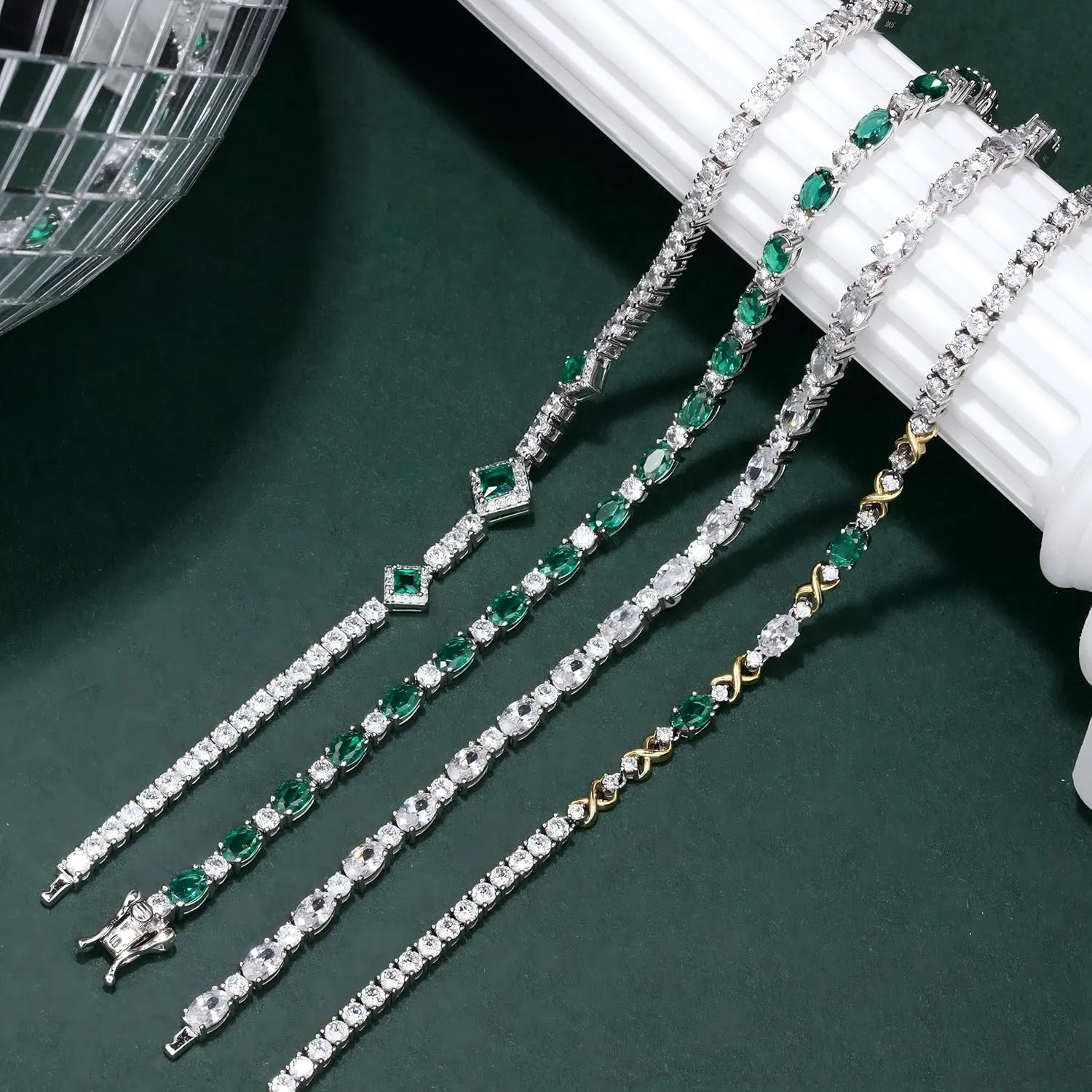 FANCIME Birthstone Bracelets Sterling Silver Tennis Bracelets Charm Fine Jewelry Mother's Day Birthday Gifts for Women Mom 7"