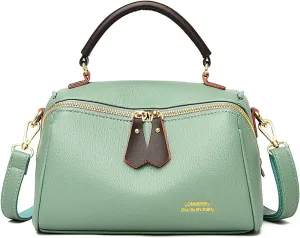 Fashion Leather Top-Handle Crossbody Pillow Bag For Women Shoulder Satchel Purses With Double Zipper Design