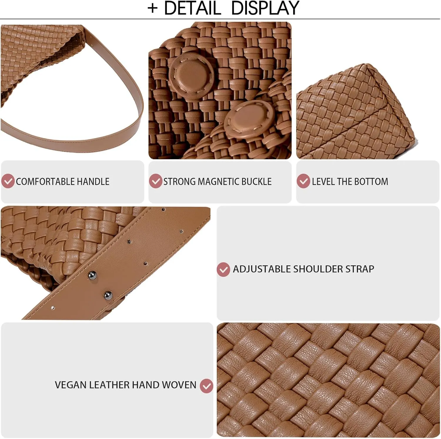 Fashion Woven Tote Bag for Women, Female Hobo Bag, Beach Handbag Purse, Travel Shoulder Bag with Adjustable Strap