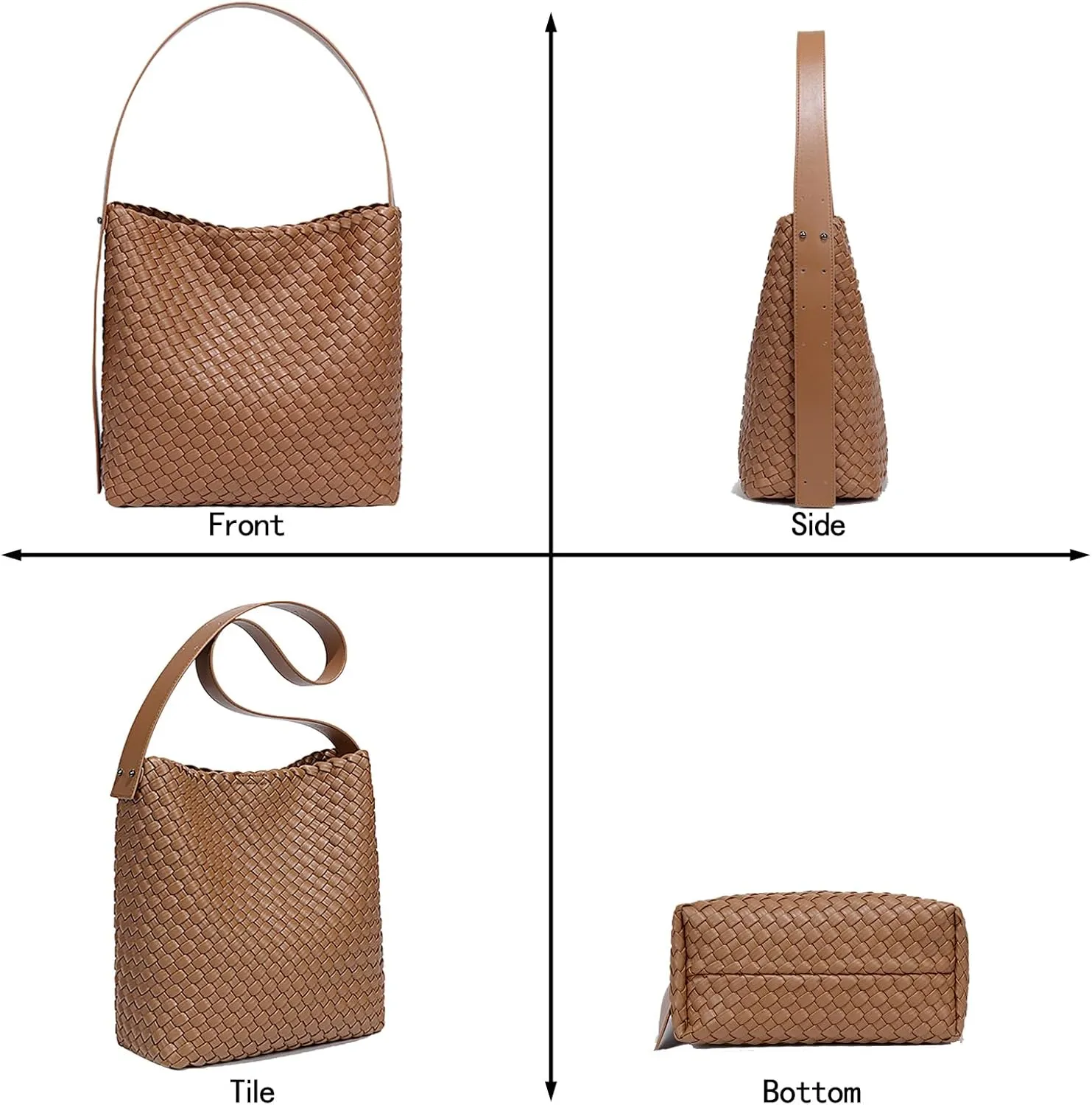 Fashion Woven Tote Bag for Women, Female Hobo Bag, Beach Handbag Purse, Travel Shoulder Bag with Adjustable Strap