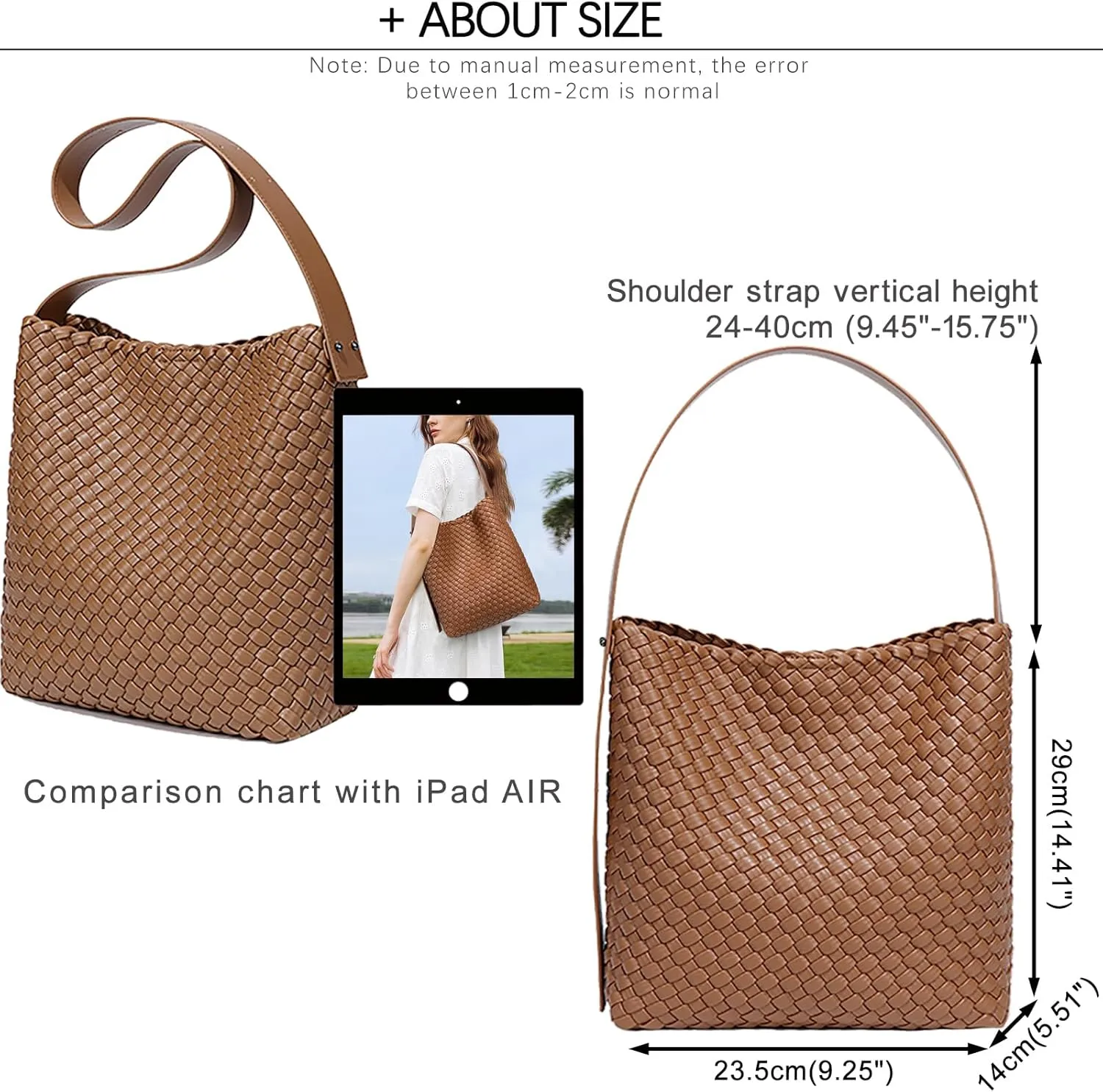 Fashion Woven Tote Bag for Women, Female Hobo Bag, Beach Handbag Purse, Travel Shoulder Bag with Adjustable Strap