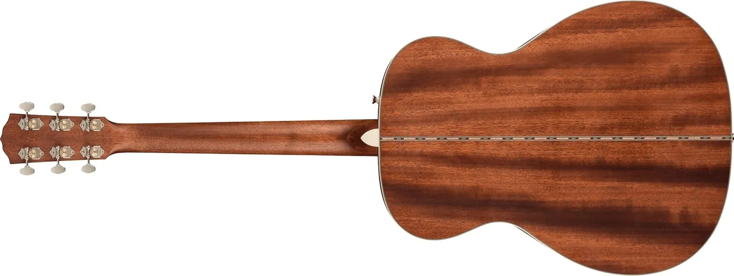Fender Paramount PO-220E All-Mahogany Orchestra Acoustic Guitar, with 2-Year Warranty, Aged Cognac Burst, with Case