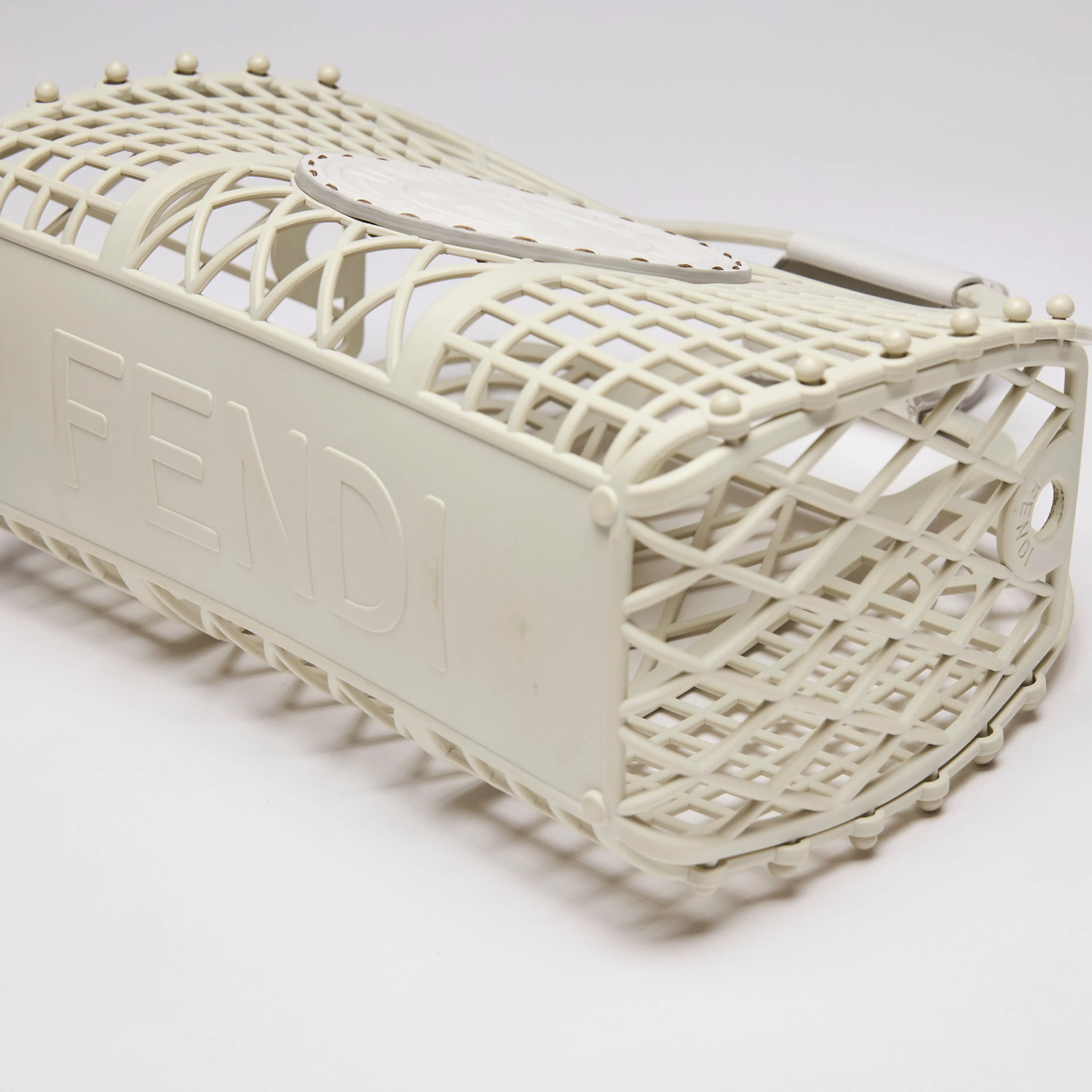 Fendi Recycled Plastic Vitello Liberty Matte Basket Bag White