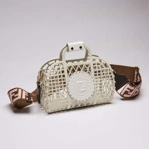 Fendi Recycled Plastic Vitello Liberty Matte Basket Bag White