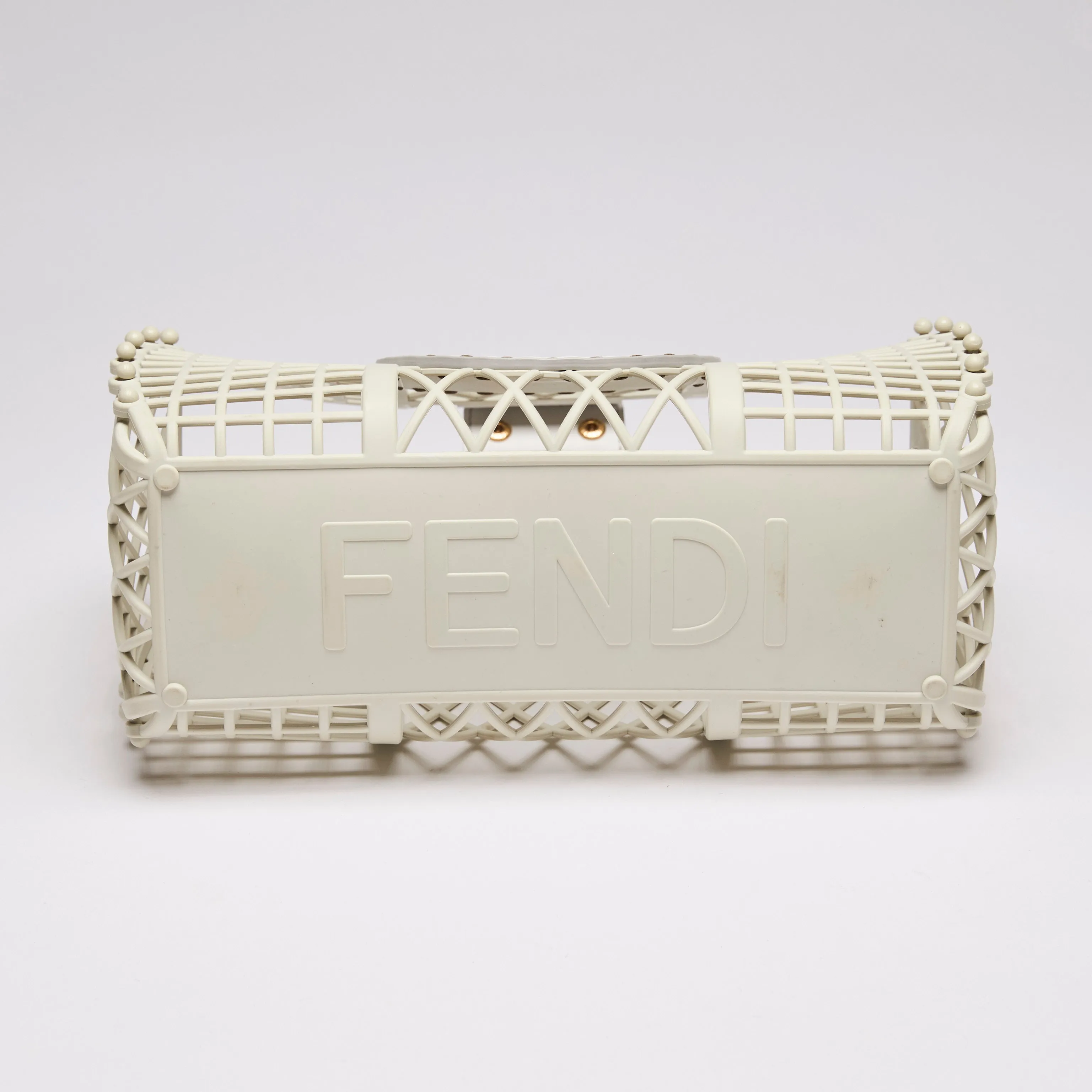 Fendi Recycled Plastic Vitello Liberty Matte Basket Bag White