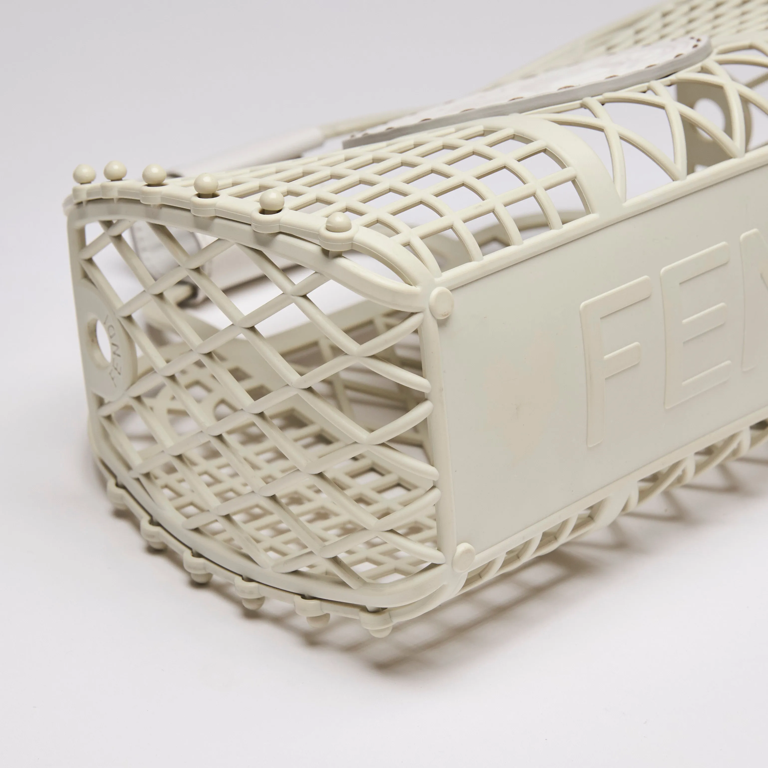 Fendi Recycled Plastic Vitello Liberty Matte Basket Bag White