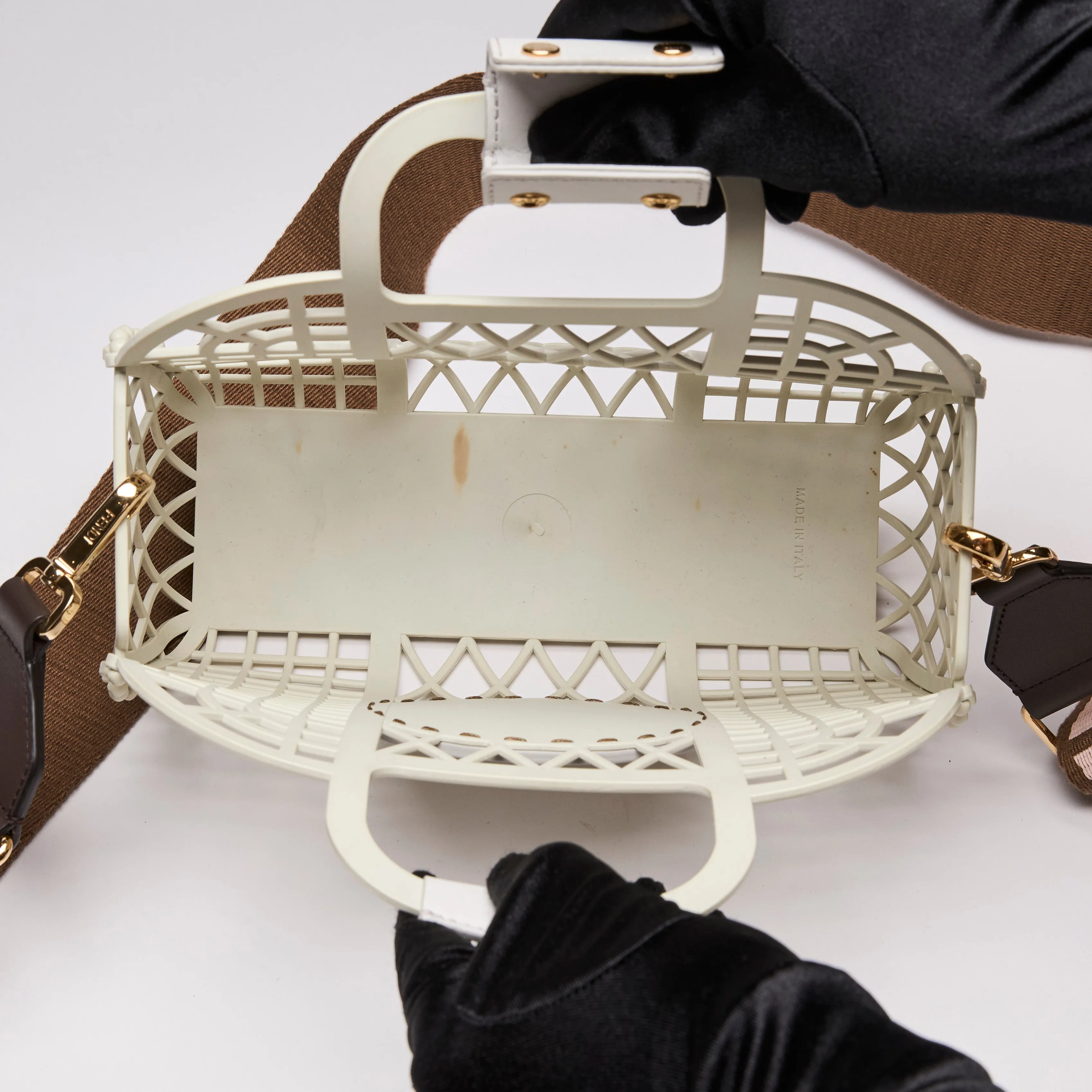 Fendi Recycled Plastic Vitello Liberty Matte Basket Bag White