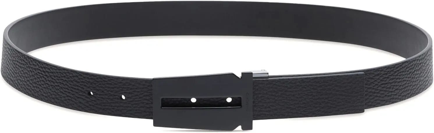 Ferragamo Mens Black Smooth/Black Pebbled Leather Reversible Belt