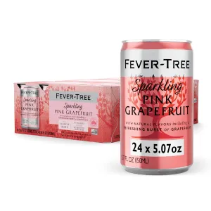 Fever-Tree Sparkling Pink Grapefruit - Premium Quality Mixer - Refreshing Beverage for Cocktails & Mocktails. Naturally Sourced Ingredients, No Artificial Sweeteners or Colors - 5.1 Fl Oz Cans - Pack of 24