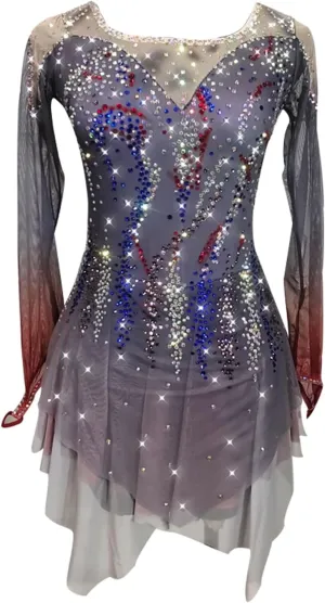 Figure Skating Dress For Girls Crystals Ballet Dance Leotard Dress Handmade Ladies' Skating Skirts