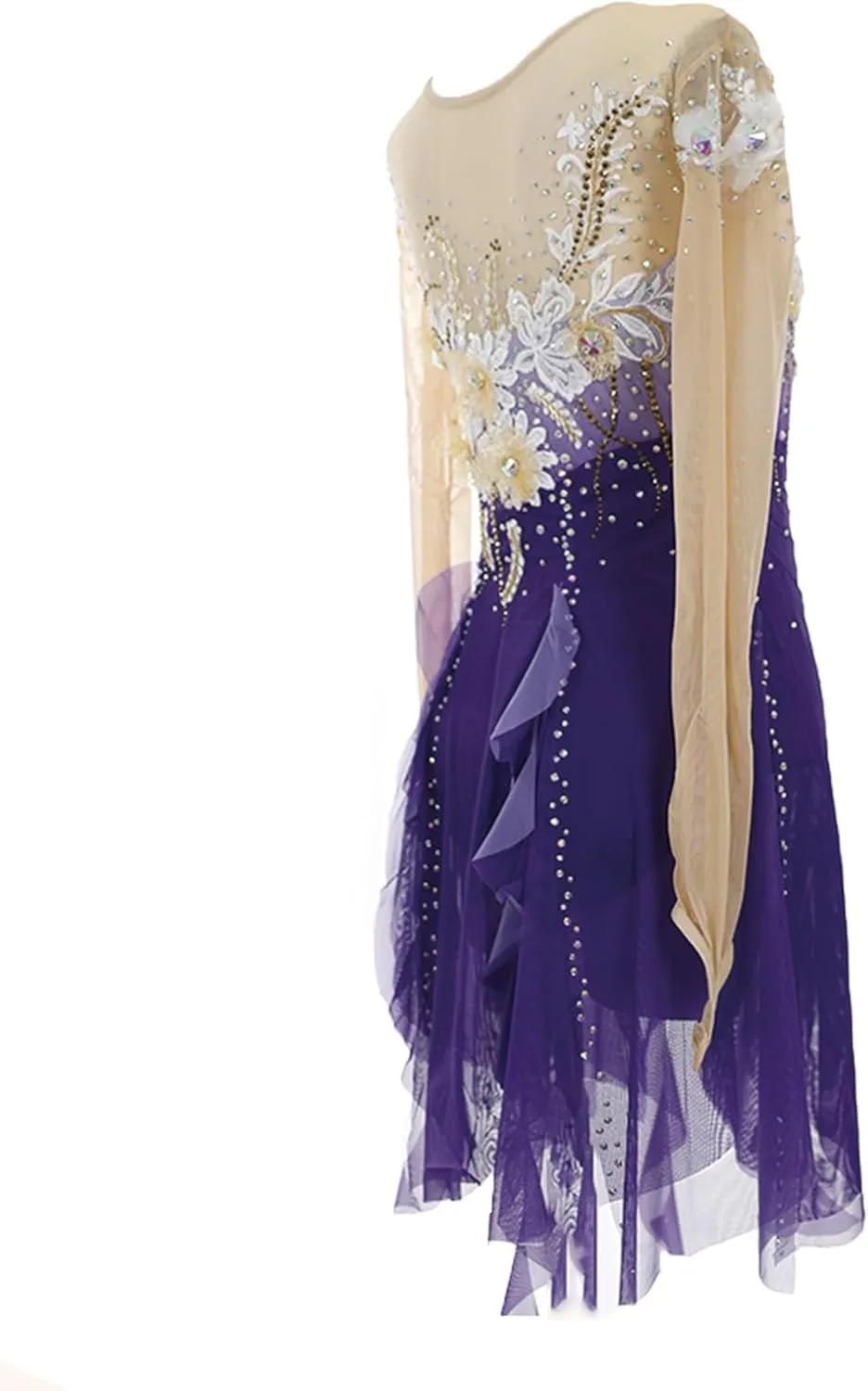 Figure Skating Dress for Girls Crystals Ballet Tutu Dress Dancewear Handmade Ladies' Skating Skirts