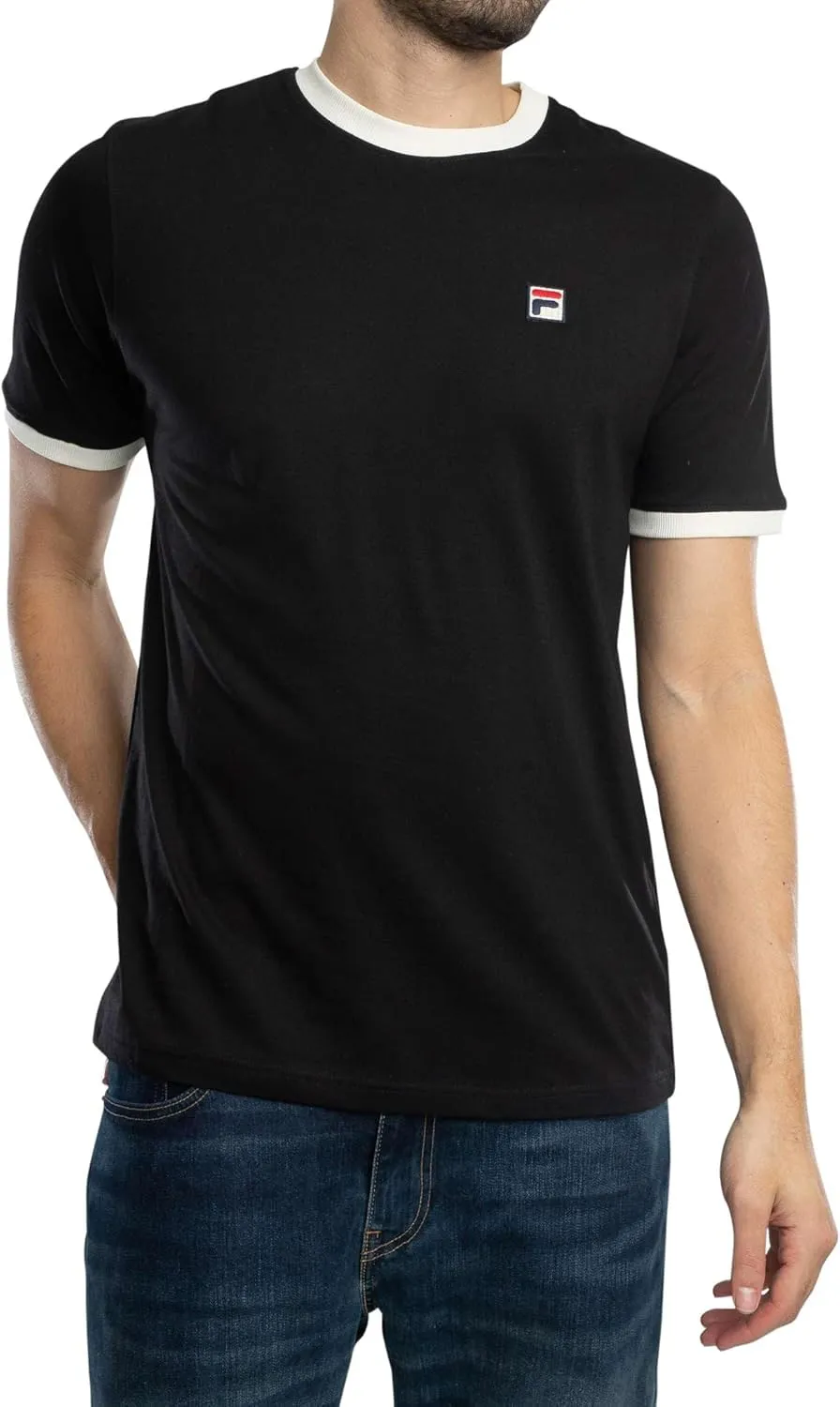 Fila Marconi Essential Ringer T-Shirt - Black/Gardenia