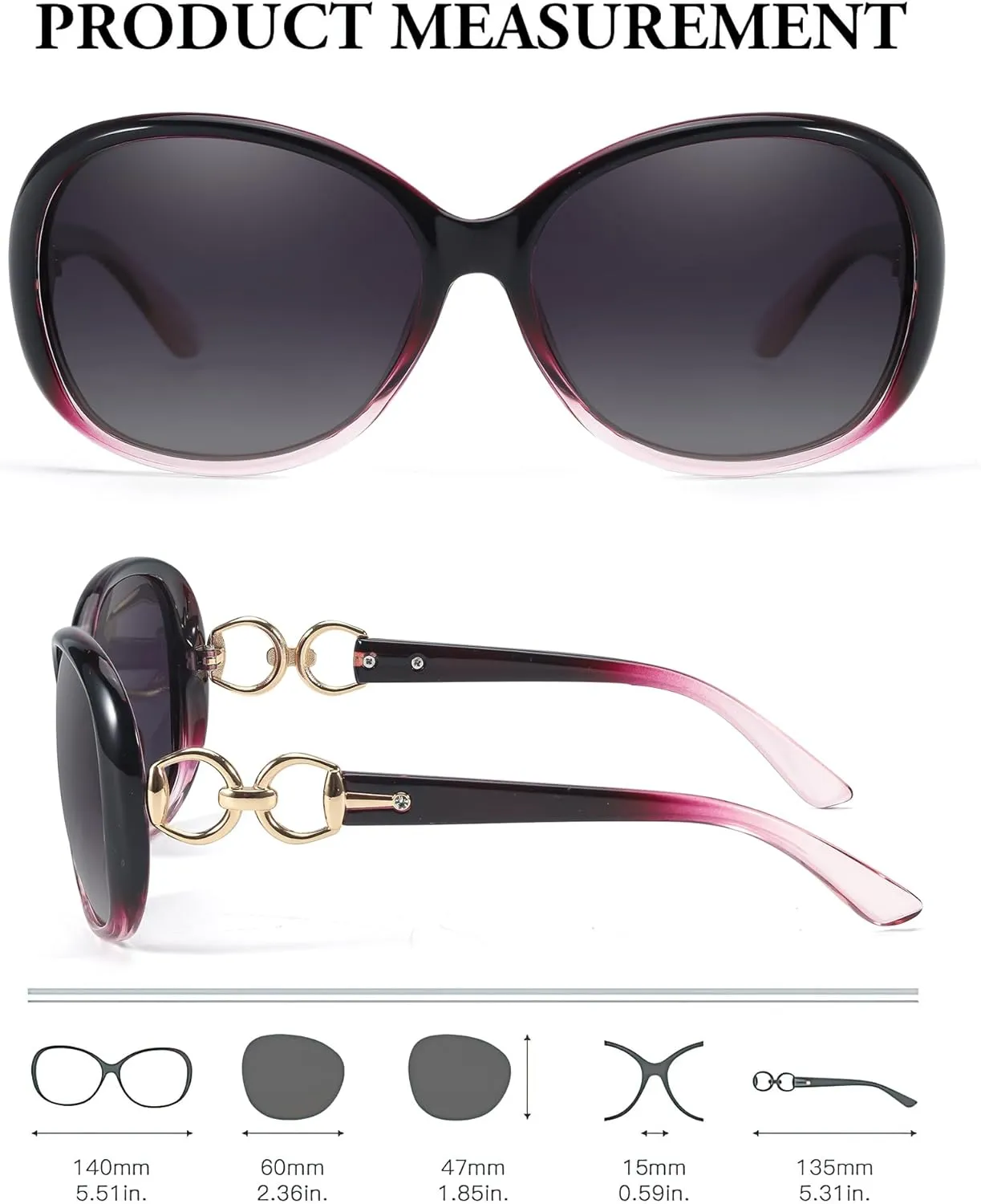 FIMILU 2 Pack Polarized Sunglasses for Women Retro Stylish Jackie O Sunglasses UV400 Protection for Outdoors