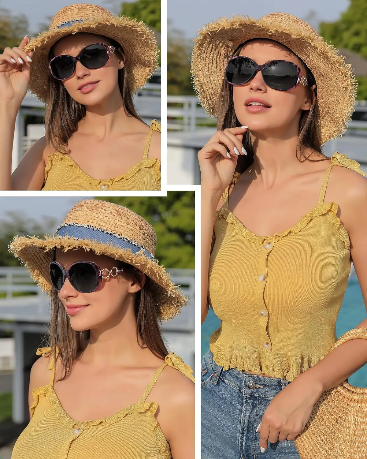 FIMILU 2 Pack Polarized Sunglasses for Women Retro Stylish Jackie O Sunglasses UV400 Protection for Outdoors