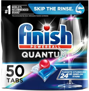Finish - Quantum with Activblu Technology - 50ct - Dishwasher Detergent - Powerball - Ultimate Clean and Shine - Dishwashing Tablets - Dish Tabs-(Packaging May Vary)