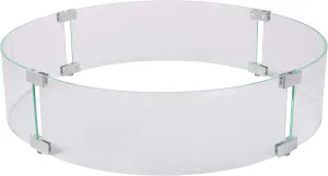 Fire Sense 64009 Gas Fire Pit Wind Guard Tempered Round Clear Glass Best Flame Viewing Experience for Propane Gas Fire Pits & Patio Heaters - 26 Inches