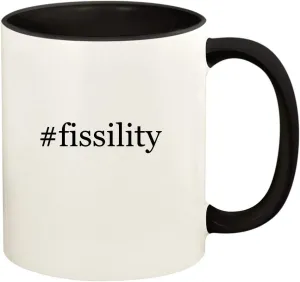 #fissility - 11oz Hashtag Ceramic Colored Handle and Inside Coffee Mug Cup, Black