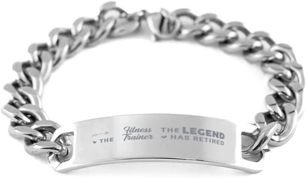 Fitness Trainer Bracelet, The Legend Has Retired, Cuban Link Chain Necklace, Fitness Trainer Gift