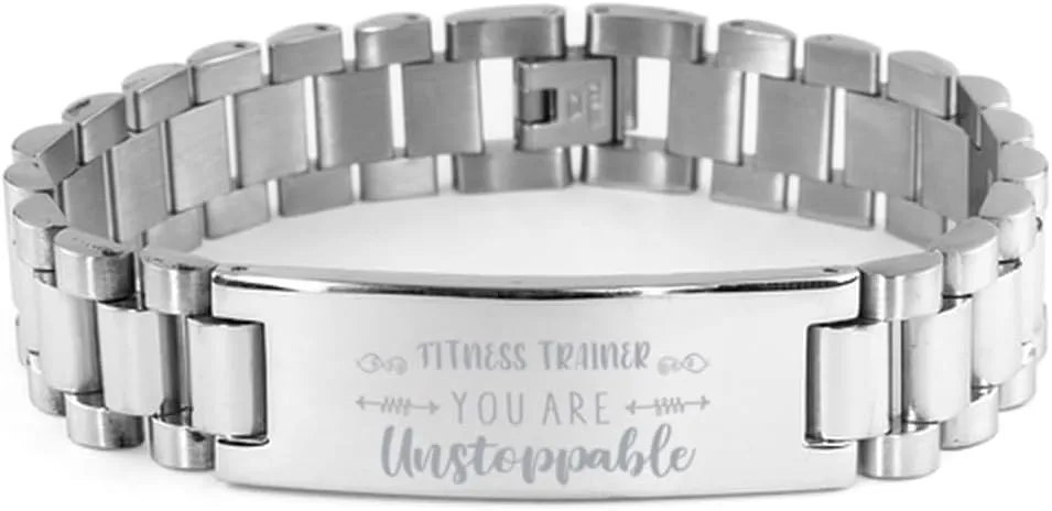 Fitness Trainer Bracelet, You are unstoppable, Stainless Steel Courage Inspirational Wristband, Ladder Style
