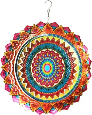 FONMY Stainless Steel Wind Spinner Worth Gift Indoor Outdoor Garden Decoration Crafts Ornaments 12 inch Multi Color Mandala Wind Spinners