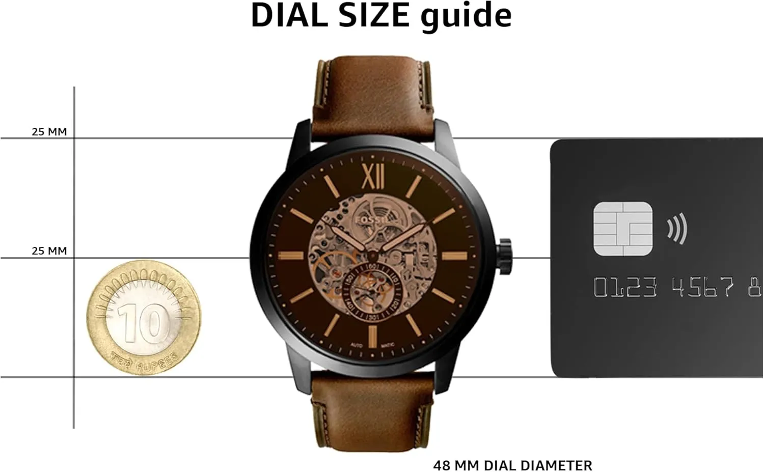 Fossil Men's Townsman Automatic Stainless Steel and Leather Two-Hand Skeleton Watch