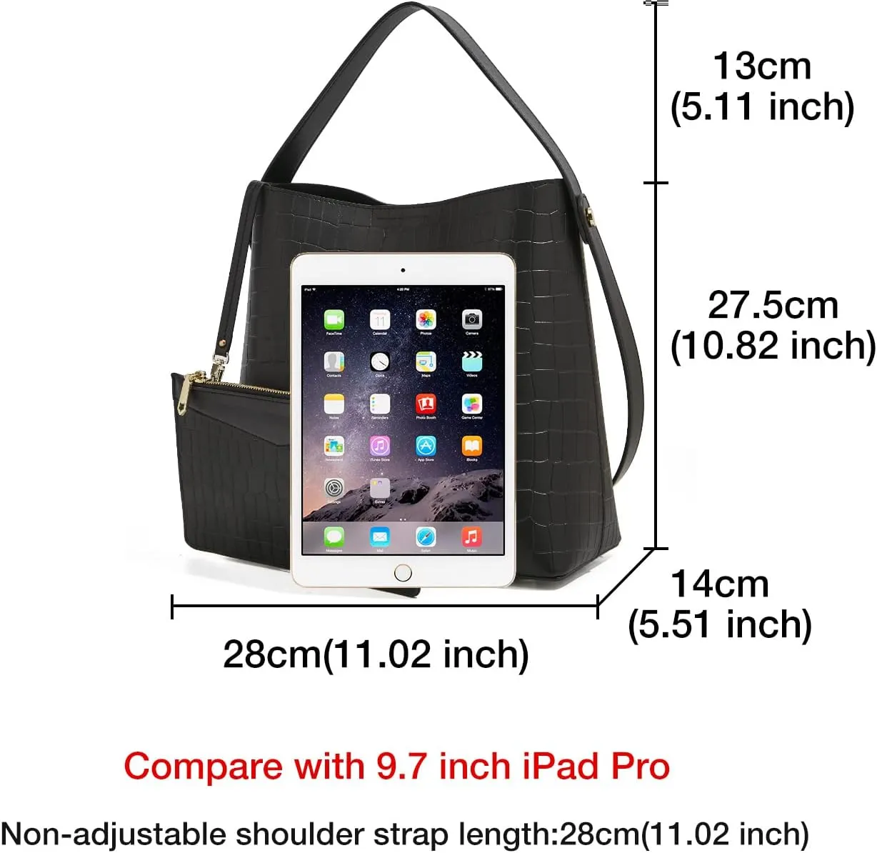 FOXLOVER Leather Bucket Tote Purse for Women Designer Tote Bag and Handbags Shoulder Bag with Pockets and Magnetic Snap