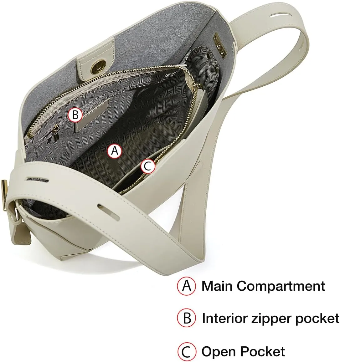 FOXLOVER Leather Bucket Tote Purse for Women Designer Tote Bag and Handbags Shoulder Bag with Pockets and Magnetic Snap