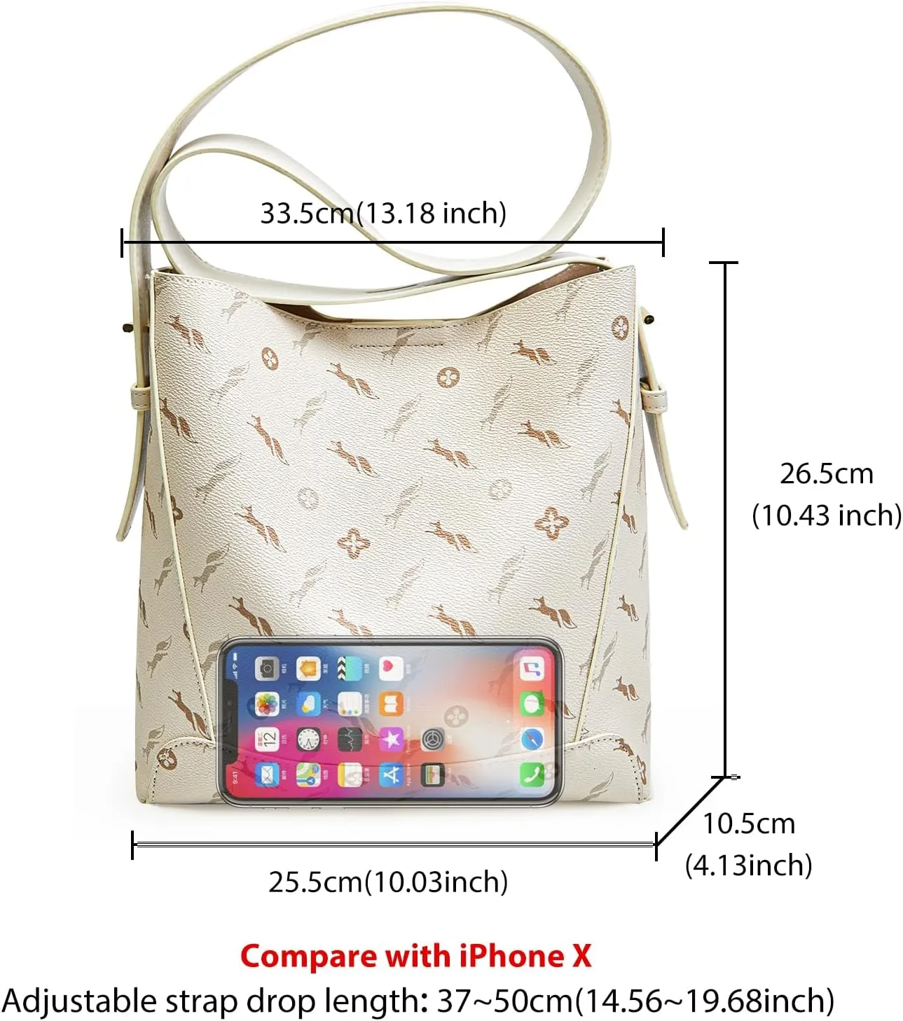 FOXLOVER Leather Bucket Tote Purse for Women Designer Tote Bag and Handbags Shoulder Bag with Pockets and Magnetic Snap