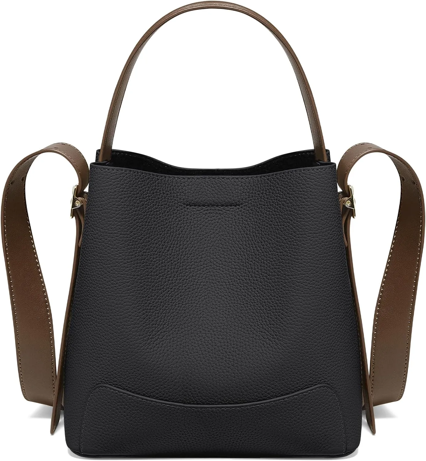FOXLOVER Leather Bucket Tote Purse for Women Designer Tote Bag and Handbags Shoulder Bag with Pockets and Magnetic Snap