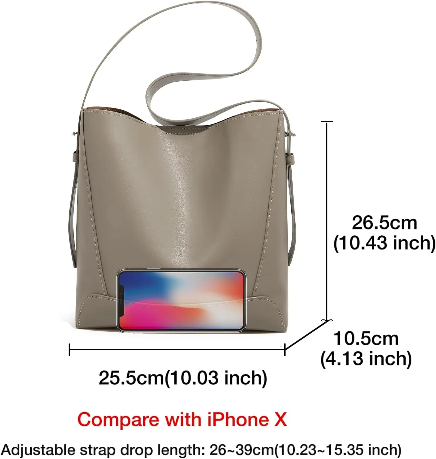 FOXLOVER Leather Bucket Tote Purse for Women Designer Tote Bag and Handbags Shoulder Bag with Pockets and Magnetic Snap