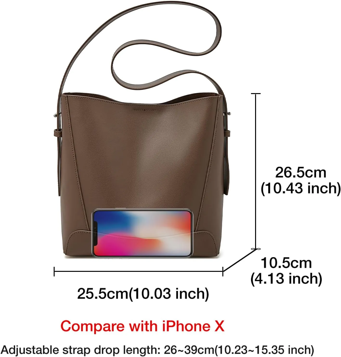 FOXLOVER Leather Bucket Tote Purse for Women Designer Tote Bag and Handbags Shoulder Bag with Pockets and Magnetic Snap