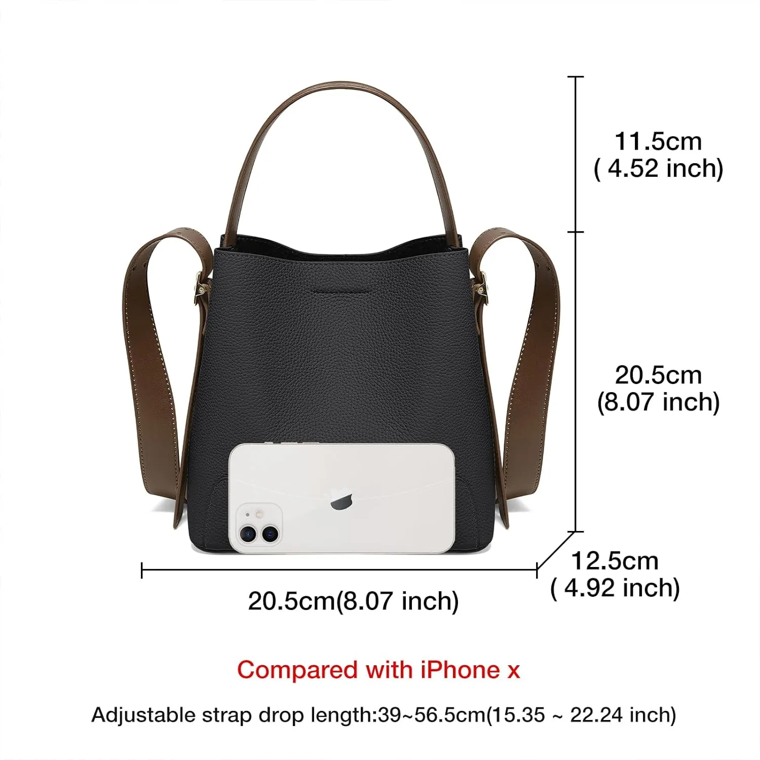 FOXLOVER Leather Bucket Tote Purse for Women Designer Tote Bag and Handbags Shoulder Bag with Pockets and Magnetic Snap