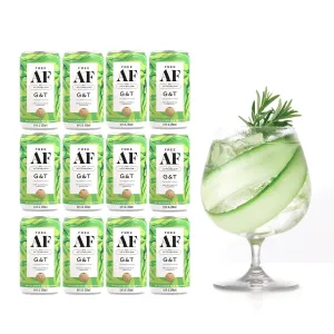 FREE AF Non-Alcoholic Drinks Cucumber G&T | Alcohol Alternative Sparkling Cocktails with AFTERGLOW Botanical Warmth | Gluten-Free, Low-Calorie | 8.4 oz Cans (12-Pack)
