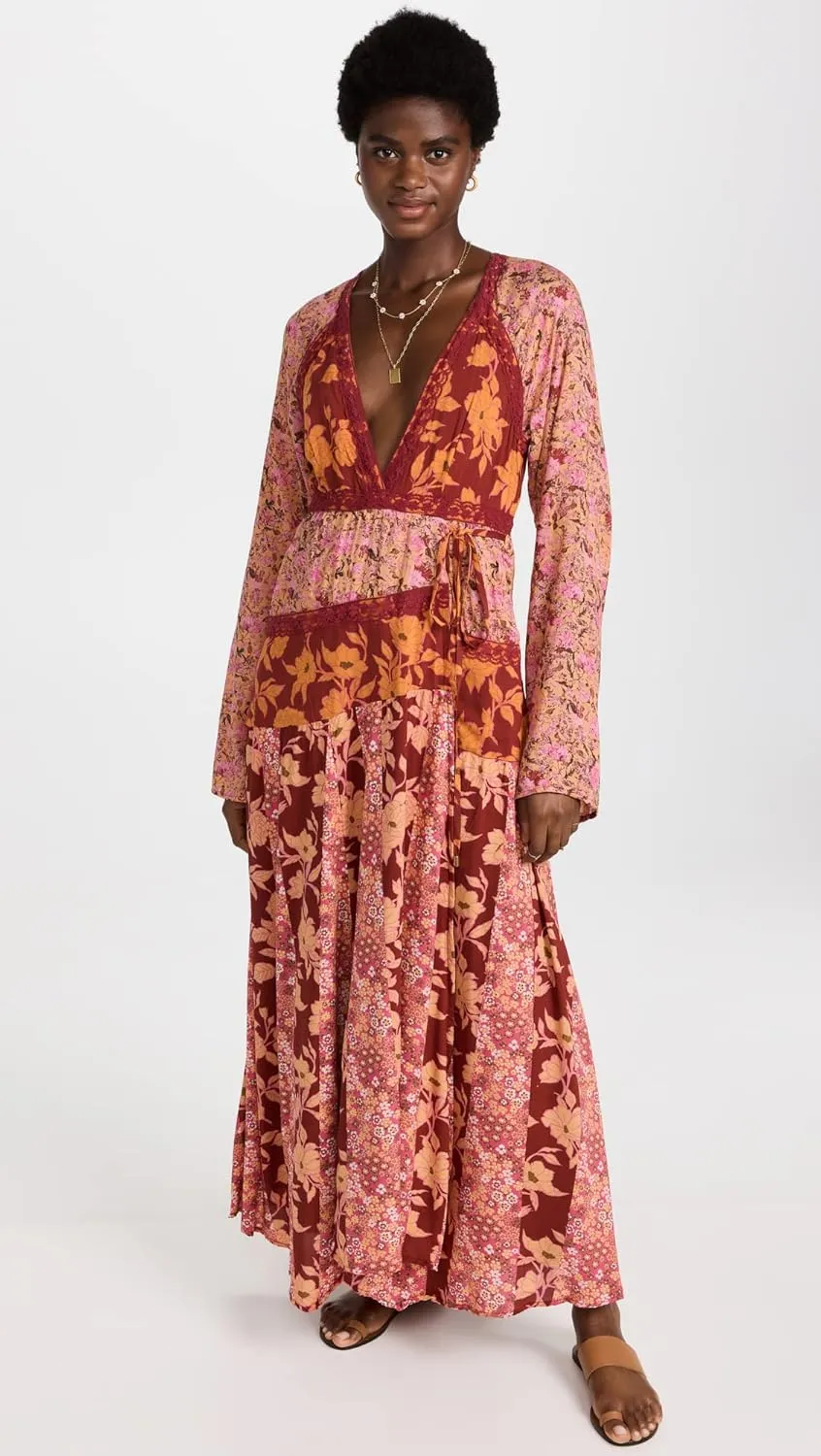 Free People Tilda Wrap Dress for Women - Chic and Elegant Design with V-Neckline and Long Sleeves