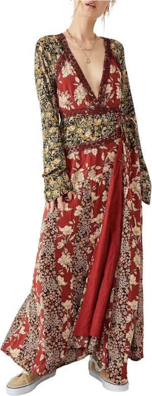 Free People Tilda Wrap Dress for Women - Chic and Elegant Design with V-Neckline and Long Sleeves