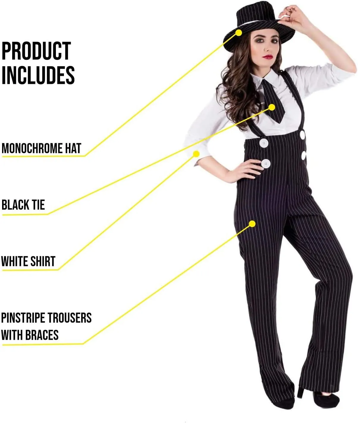 fun shack 20s Mobster Costume for Women, 1920s Gangster Outfit, Halloween Gangster Costume for Women, Vintage Style