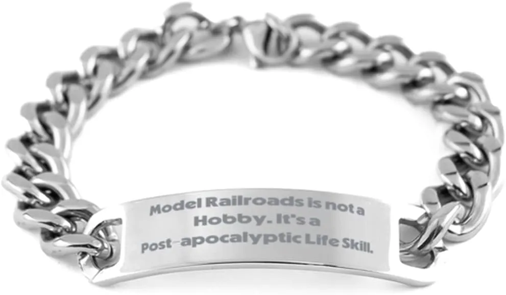 Funny Model Railroads Cuban Chain Bracelet, Model Railroads is not a Hobby. It, Inappropriate Gifts for Friends, Birthday Gifts, Model Trains, Train Sets, Toy Trains, Railway