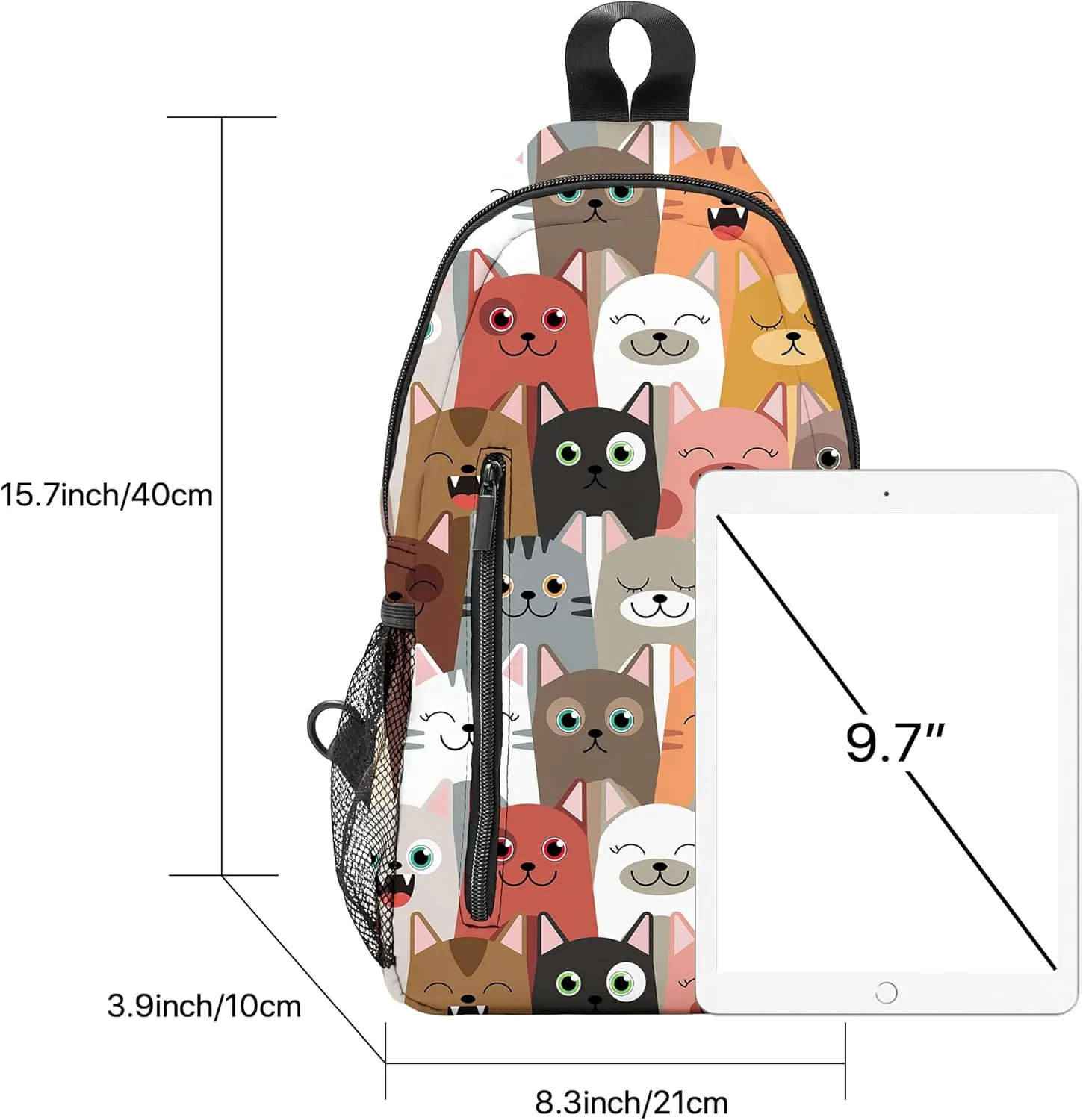 FyLybois Cat Sling Bag Travel Crossbody Backpack for Women Casual Chest Bags for Running Hiking Cycling