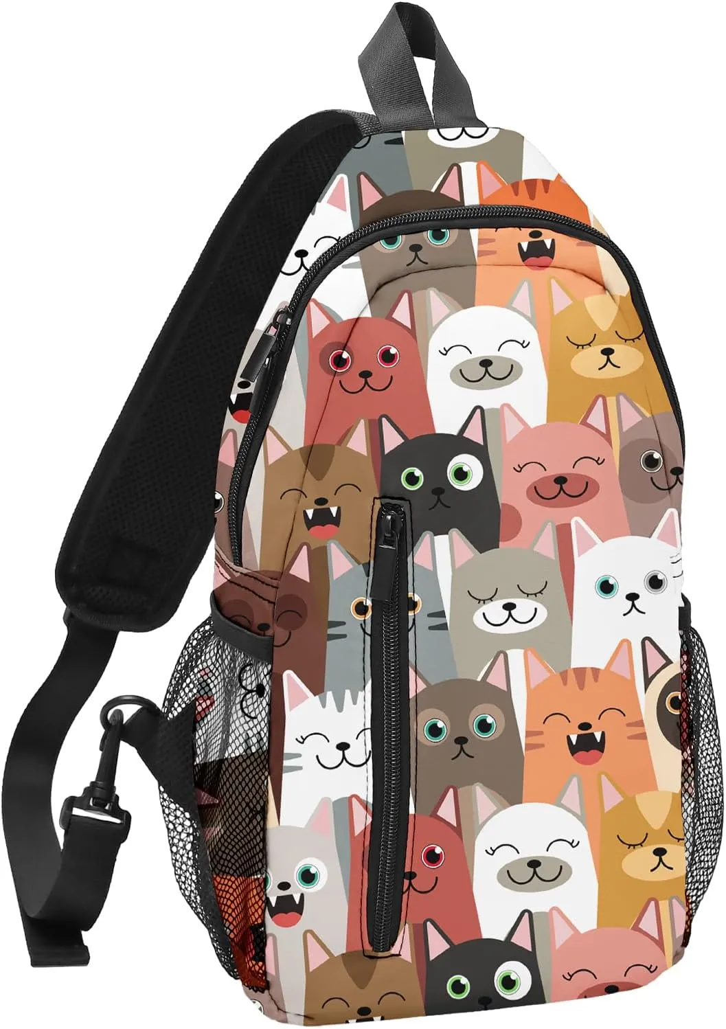 FyLybois Cat Sling Bag Travel Crossbody Backpack for Women Casual Chest Bags for Running Hiking Cycling