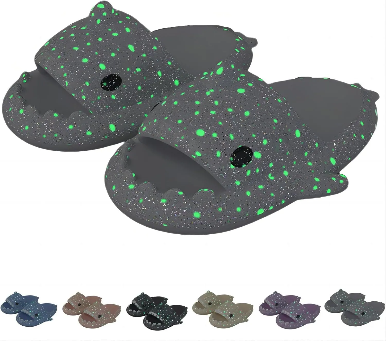 Galaxy Shark Slides, Luminous Shark Slippers, Glow in the Dark Thick Sole Non-slip Open Toe Shark Slippers