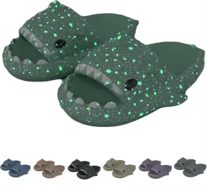 Galaxy Shark Slides, Luminous Shark Slippers, Glow in the Dark Thick Sole Non-slip Open Toe Shark Slippers