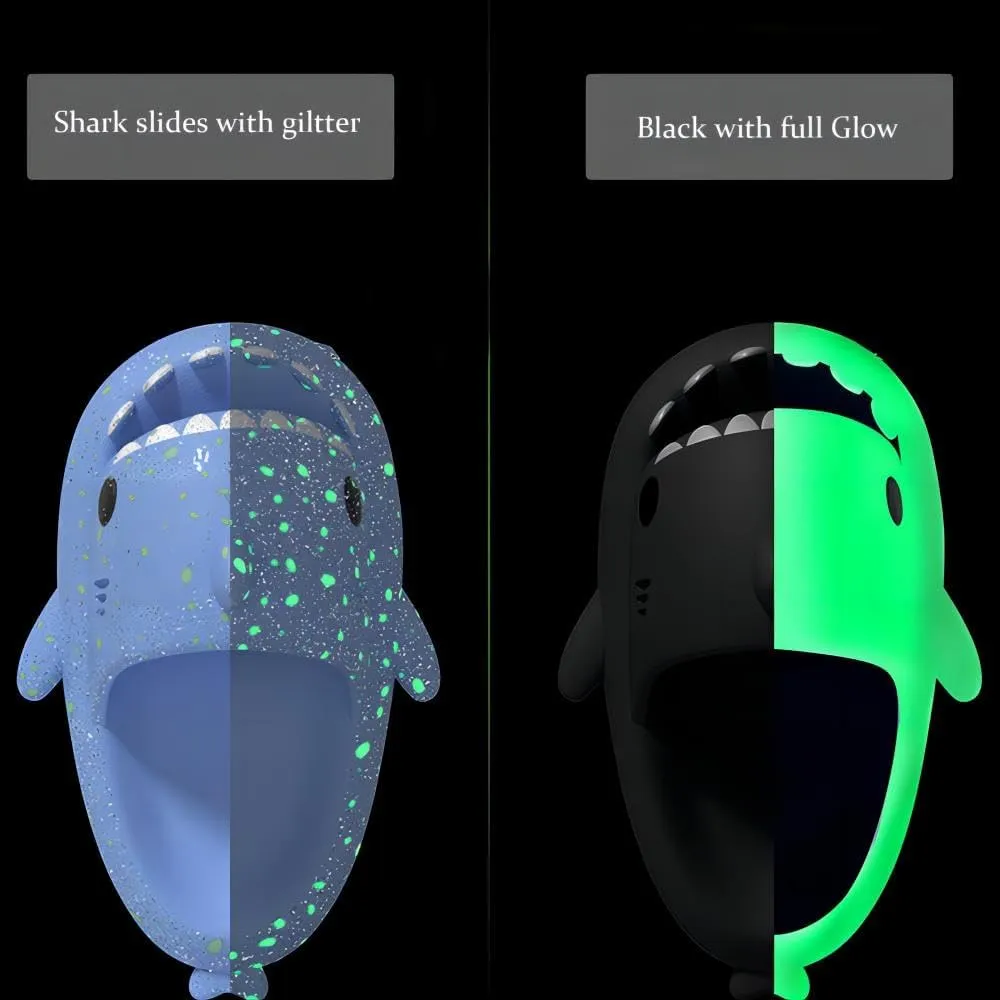Galaxy Shark Slides, Luminous Shark Slippers, Glow in the Dark Thick Sole Non-slip Open Toe Shark Slippers
