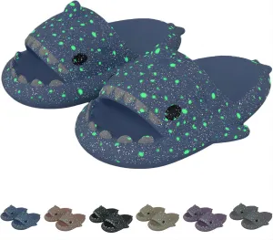Galaxy Shark Slides, Luminous Shark Slippers, Glow in the Dark Thick Sole Non-slip Open Toe Shark Slippers