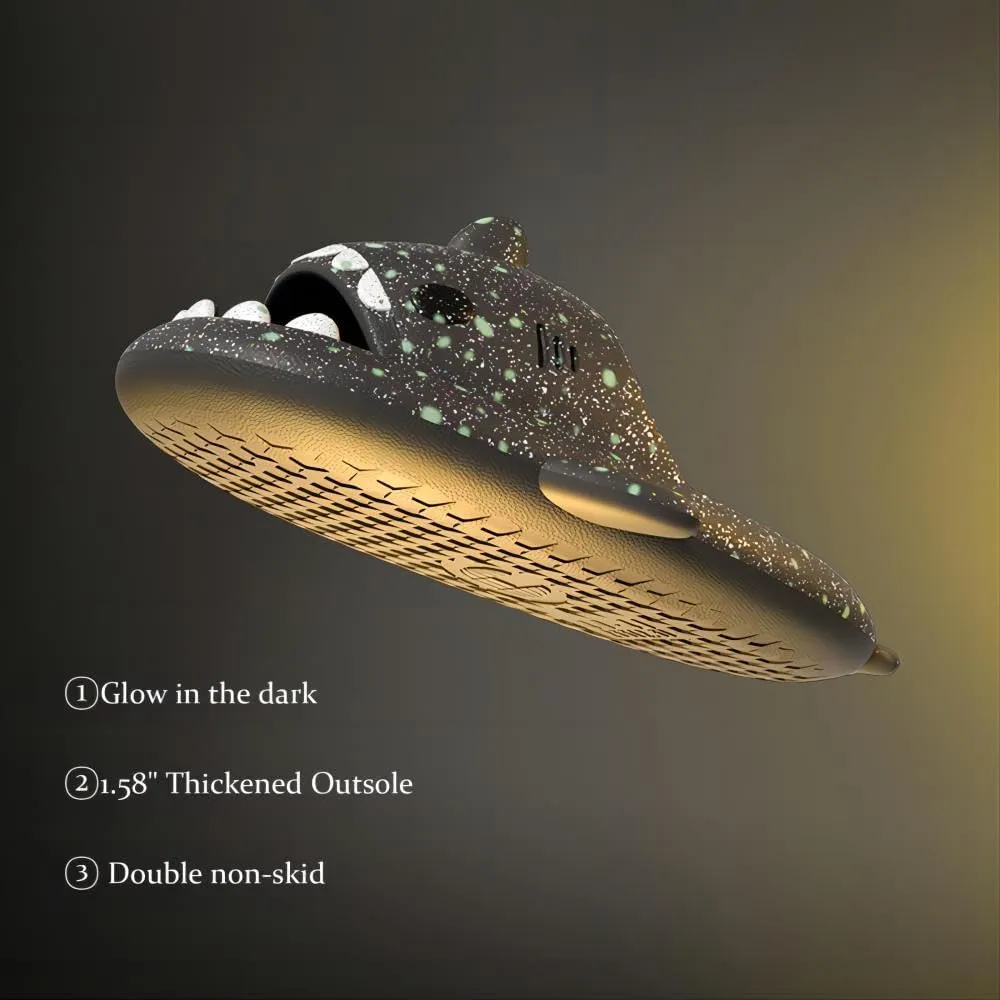 Galaxy Shark Slides, Luminous Shark Slippers, Glow in the Dark Thick Sole Non-slip Open Toe Shark Slippers