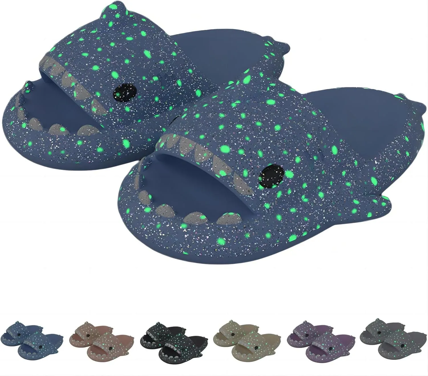 Galaxy Shark Slides, Luminous Shark Slippers, Glow in the Dark Thick Sole Non-slip Open Toe Shark Slippers